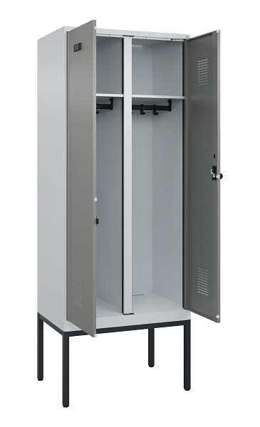 C+P Schwarz-Weiß-Spind Evolo PLUS, Gestell, 2 Abteile, 2120x800x500mm, 7035/0004, Drehriegel, 0490327-22 S10014