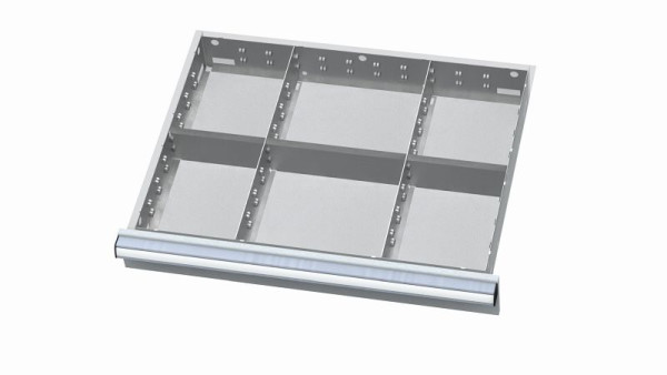 Simplaflex Metalleinteilung für Schubladen, Blendenhöhe: 200-300 mm, Innenmaß 600 x 450 mm, CL7E200MT06