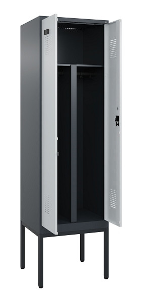 C+P PSA Doppel-Spind Evolo PLUS, Gestell, 2 Abteile, 2120x600x500mm, 7016/7035, Zylinderschloss, 0490327-20P S10044