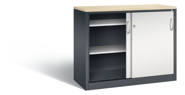 C+P Sideboard mit Schiebetüren Acurado, H1000xB1200xT500mm, Farbe: Schwarzgrau / Lichtgrau, Bügelgriff, 2056-00 S10137