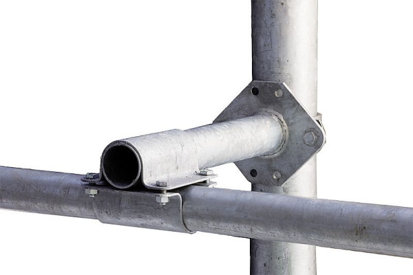 Patura Abstandhalter für Nackenrohr an Pfosten mit Durchmesser 102 mm, inklusive 2 Bügelschrauben und stabiler Kreuzklemme 60 x 60 mm, 341096