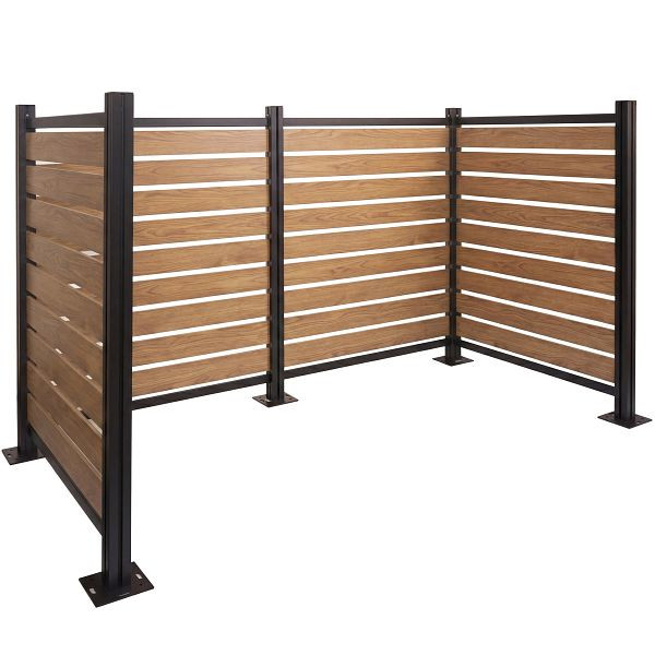 Mendler Alu Mülltonnen-Zaun HWC-K57, Mülltonnenverkleidung, Holzoptik erweiterbar 130x206x110cm, hellbraun, 120568+3x120567