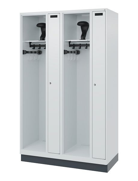 C+P Feuerwehrspind Evolo, Modell KOMBI, 4 Abteile, H1850xB1200xT500 mm, Lichtgrau, Sockel, 0494015-24 S10009