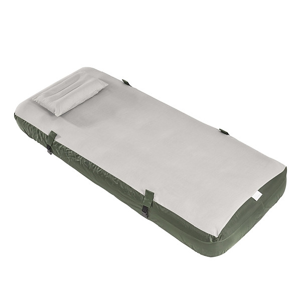 SoBuy Sonnenliege Dunkelgrün, Luftmatratze mit integriertem Kissen, Campingbett aus PES, 191×76×22 cm, OGS32-II-GR-P01