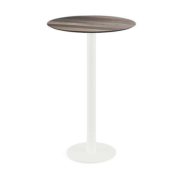 Feros Urban Stehtisch Weiß gestell + Tropical Wood HPL Ø70 cm, 130051270