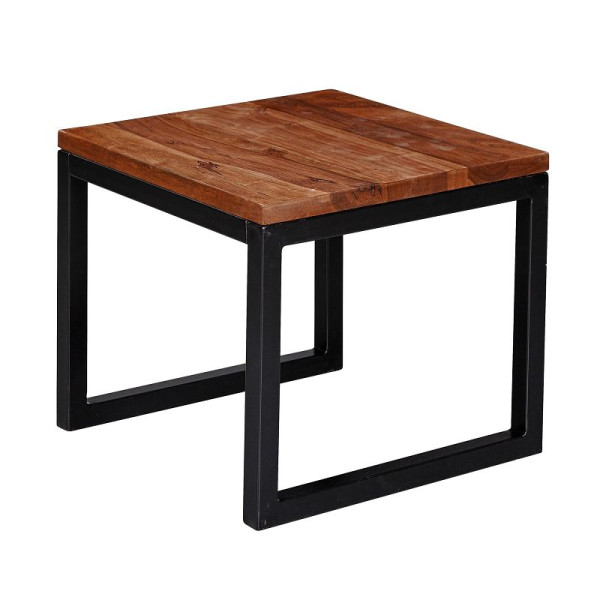 Wohnling Beistelltisch 45 x 40 x 45 cm Sheesham Massivholz/Metall, WL6.150