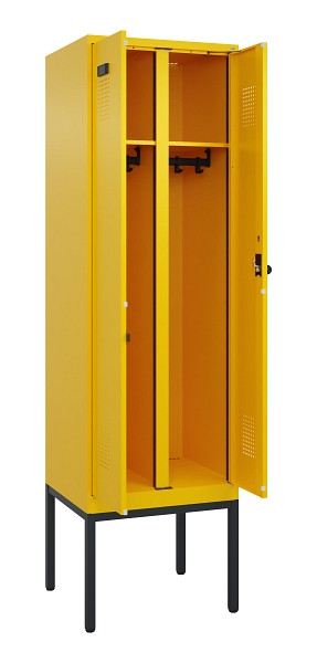 C+P Schwarz-Weiß-Spind Evolo PLUS, Gestell, 2 Abteile, 2120x600x500mm, 1023/1023, Drehriegel, 0490327-20 S10022