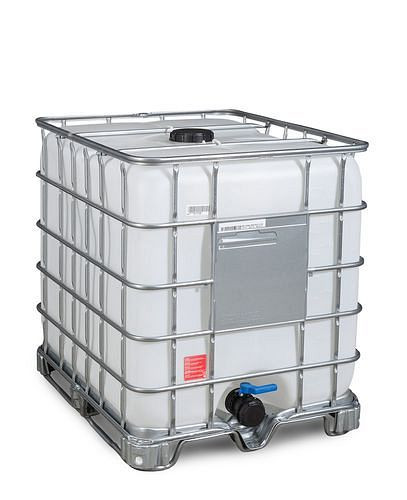 DENIOS IBC Gefahrgut-Container, Stahlkufen, 1000 l, Öffnung NW150, Auslauf NW80, 266-169