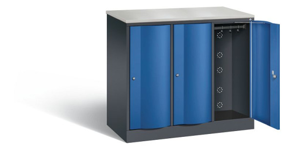 C+P Garderobenschrank Resisto, H1077xB1148xT540mm, Farbe: Schwarzgrau / Enzianblau, 8271-372 S10061