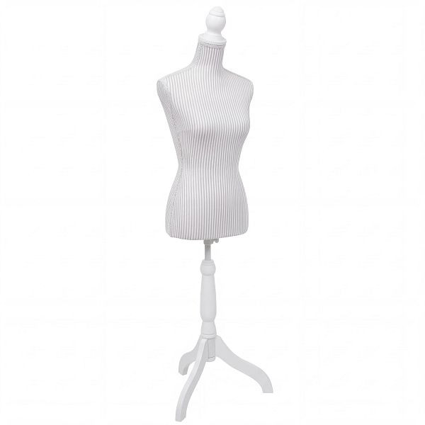 Mendler Schneiderpuppe T220, Schaufensterpuppe Torso weiblich, Schaumstoff, weiß mit Streifen, 111701