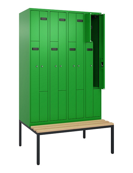 C+P Z-Spind Evolo PLUS, 8 Fächer, 2120x1200x815mm, 6037/6037, Zylinderschloss, Material Sitzfläche Buche-Hartholz, Sitzbank, 0490537-408 S10053