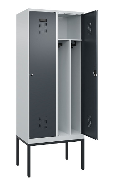 C+P Spind Evolo PLUS, Gestell, 2 Abteile, 2120x800x500mm, 7035/7016, Verschluss Zylinderschloss, 0490307-22F S10039