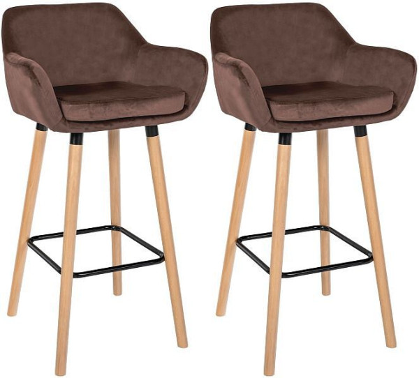 CLP Barhocker Grant Samt, coffee, VE: 2 Stück, 325729