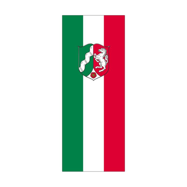 Stein HGS Landesflagge Nordrhein-Westfalen, 400 x 150 cm (Hochformat), mit Karabiner, FlagTop 110 g/m², für Fahnenmasten ab 8 m, mit Hohlsaum für Ø 4 cm Ausleger, 26482