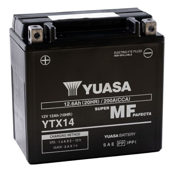 YUASA AGM YTX14 Motorradbatterie 12V 12Ah 200A, 102566