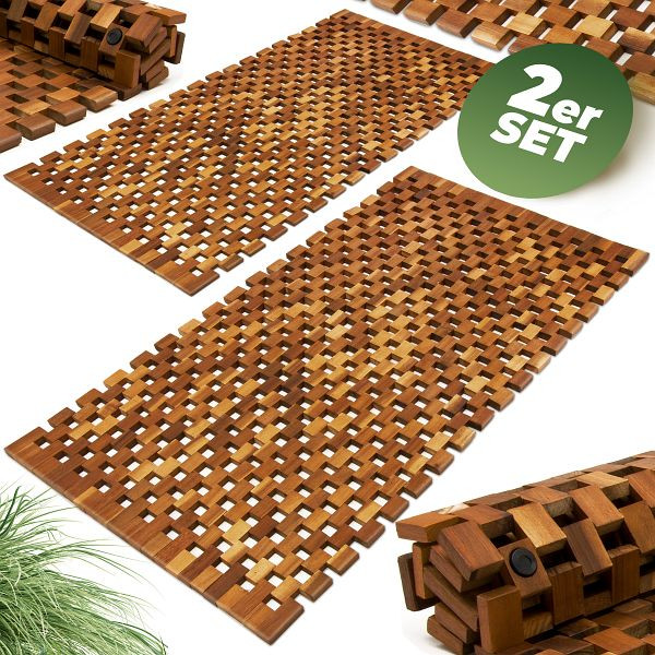 casaria Badematte 2er-Set Akazie Mosaik FSC®-zertifiziert, 994384