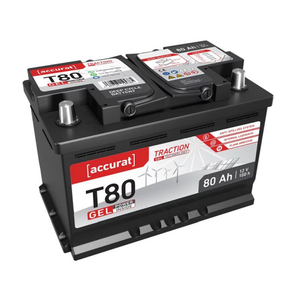 Accurat Traction T80 GEL DIN Versorgungsbatterie 12V 80Ah, VBB-GEL-T80