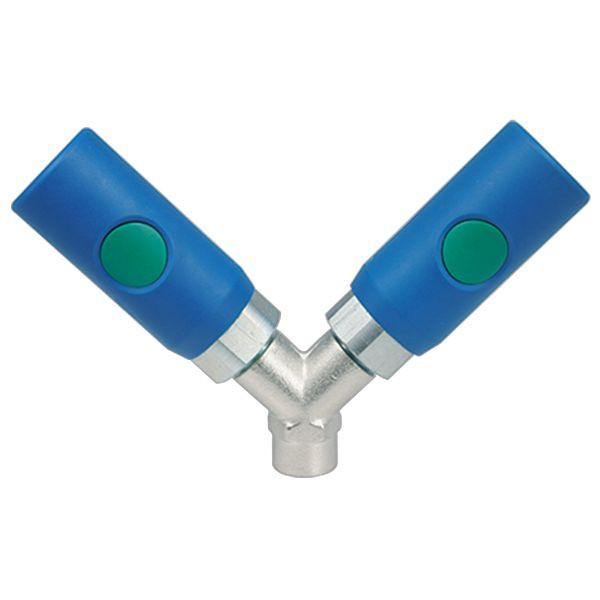 Prevost Y-Verteiler mit zylindrischem Innengewinde und 2 Kupplungen, IG BSPP= G 3/8, ERC 078102