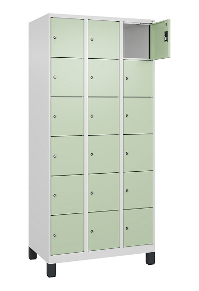 C+P Schließfachschrank Evolo PLUS, mit Füßen, 18 Fächer, 1950x900x500mm, 9016/6, 049010-306 S10019