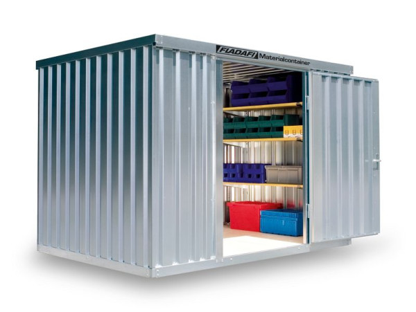 FLADAFI Materialcontainer MC 1300, verzinkt, zerlegt, mit Holzfußboden, 3.050 x 2.170 x 2.150 mm, Einflügeltür auf der 3 m Seite, F13200101-911