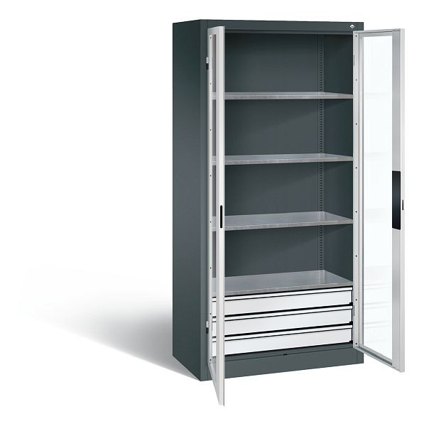 C+P Werkzeugschrank Acurado, H1950xB930xT500mm, Farbe: Anthrazitgrau / Lichtgrau, Muldengriff, 8921-553 S10120