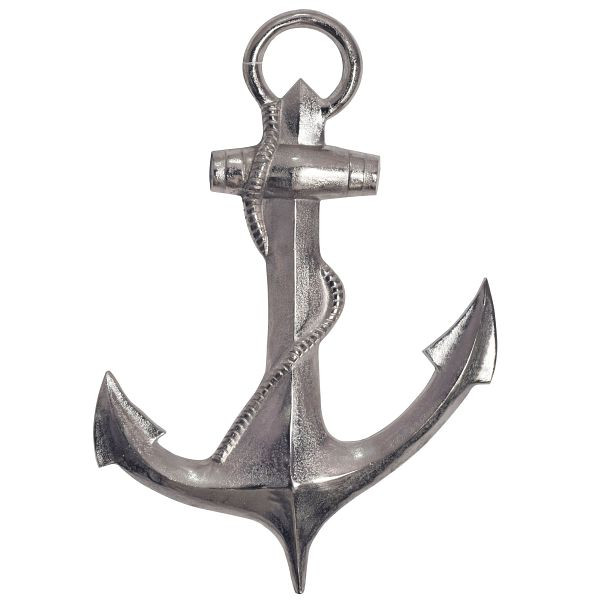 Wohnling Deko Anker 70cm Silber Große Aluminium-Figur Wohndeko Maritim, Design Wanddekoration Metall, Dekoration für Zuhause, WL7.206