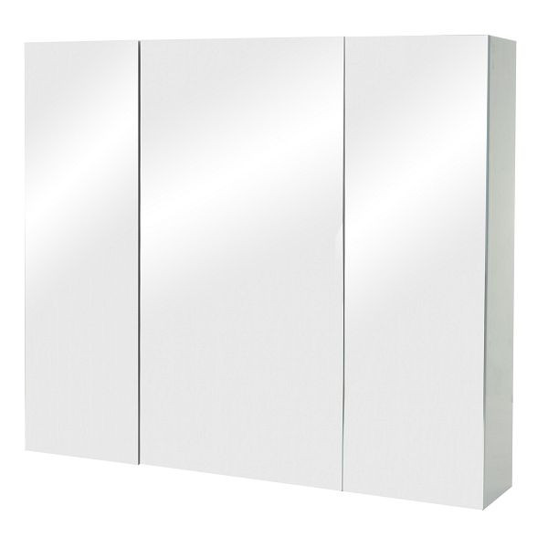 Mendler Spiegelschrank HWC-B19b, Badschrank Hängeschrank, 6 Regalböden hochglanz FSC 70x80x16cm, grau, 97810