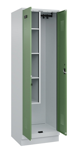 C+P Putzmittel-Spind Evolo PLUS, mit Sockel, 2 Abteile, 1950x600x500mm, 7035/601, Zylinderschloss, 049120-00 S10037