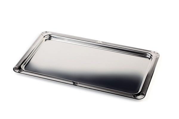 APS GN 1/1 Tablett -PROFI LINE-, 53 x 32,5 cm, Höhe: 1,5 cm, 18/10 Edelstahl, hochglanzpoliert, mit Dekor-Rand, 11000