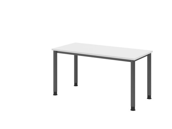 Hammerbacher Schreibtisch HS614, 140 x 67 cm, Platte: Weiß, 25 mm dick, 4-Fuß-Gestell in Graphit, Arbeitshöhe 68,5-81cm, VHS614/W/G