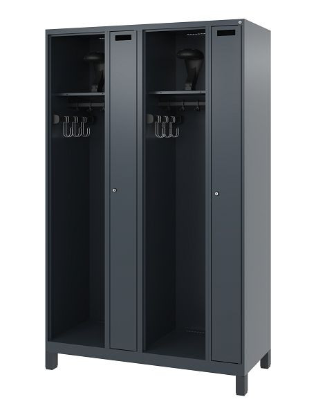 C+P Feuerwehrspind Evolo, Modell KOMBI, 4 Abteile, H1850xB1200xT500 mm, Anthrazit, Füße, 0494015-24 S10007