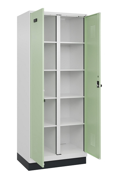 C+P Wäsche-Spind Evolo PLUS, mit Sockel, 2 Abteile, 1950x800x500mm, 9016/6019, Verschluss Drehriegel, 049022-22B S10019