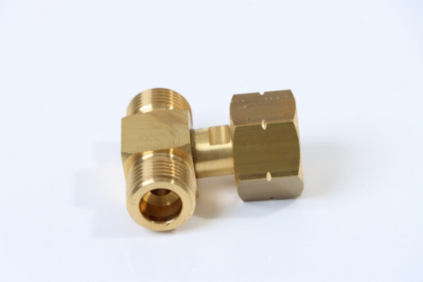 ELMAG T-Stück / 2-fach Verteiler Propan, 1xIG auf 2xAG (Anschluss nach DIN 477-1 = W 21,8x1/14 LH), 56125
