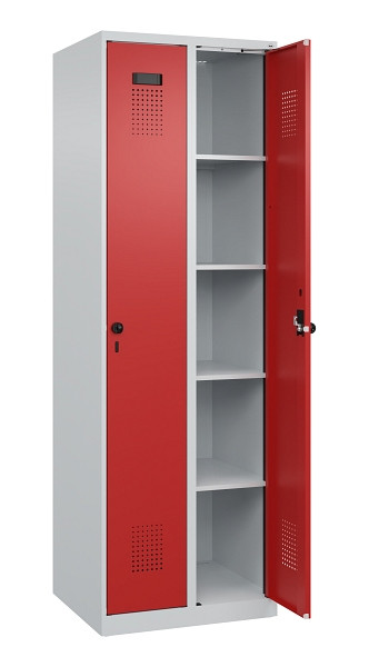 C+P Wäsche-Spind Evolo PLUS, 2 Abteile, 1850x600x500mm, 7035/3000, Verschluss Drehriegel, Ablageböden 8, 049000-20B S10003