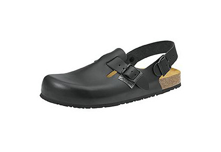 ABEBA Berufsschuhe Nature Clog schwarz, OB, Ristbereich verstellbar, Fersenriemen feststehend, verstellbar, Glattleder, 8045-38