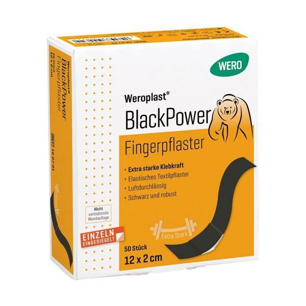 WERO Weroplast BlackPower Fingerpflaster 12 x 2 cm, VE: 50 Stück, 160701