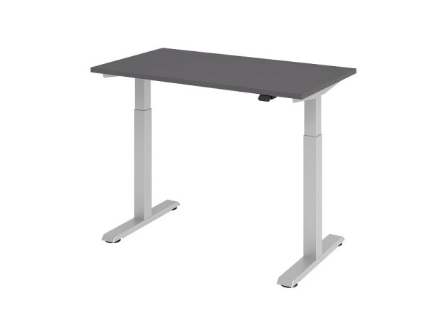 Hammerbacher Schreibtisch XMST612, 120 x 67 cm, Platte: Graphit, 25 mm dick, 2 mm ABS-Kante, Rechteckform, VXMST612/G/S