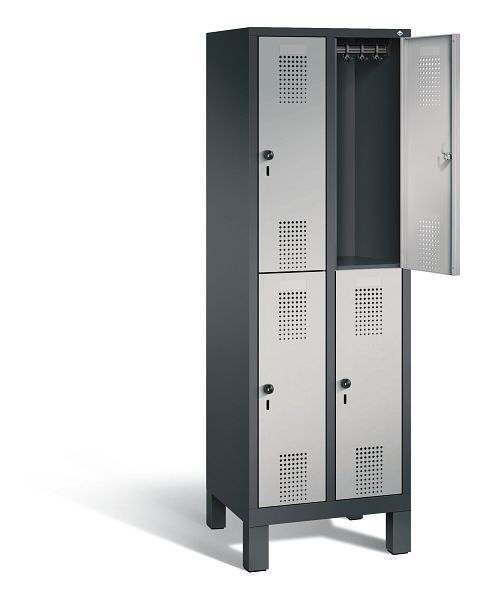 C+P Spind doppelstöckig Evolo, H1850xB610xT500mm, Farbe: Schwarzgrau / Weißaluminium, 48310-20 S10142