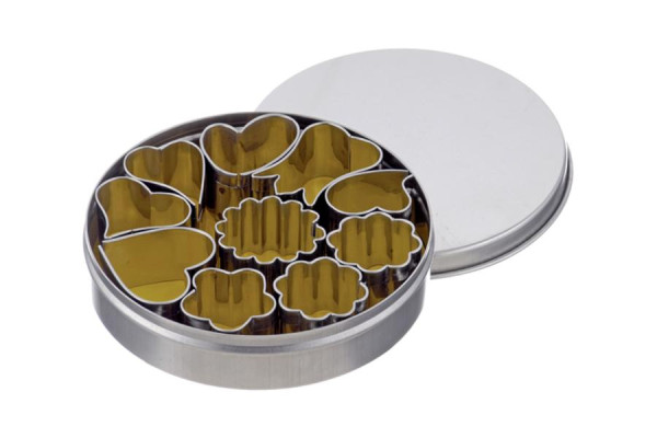 Schneider Dekor Ausstecher im Satz "Herz / Blume", 10-teilig, Höhe: 20 mm, Edelstahl, 199657