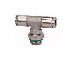 Riegler T-Steckverschraubung, drehbar, Außengewinde zylindrisch mit O-Ring (FPM), 110410