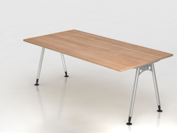 Hammerbacher Schreibtisch A-Fuß 200x100cm Nussbaum, Rechteckform, VAS2E/N/S