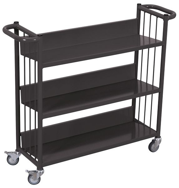 VARIOfit Büchertransportwagen, Ladefläche: 830 x 265 mm, RAL 7016 anthrazitgrau, sw-300.000/AG