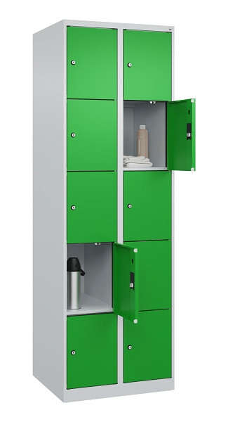 C+P Schließfachschrank Evolo PLUS, 10 Fächer, 1850x600x500mm, 7035/6037, 049000-205 S10011