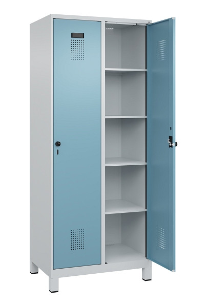 C+P Wäsche-Spind Evolo PLUS, mit Füßen, 2 Abteile, 1950x800x500mm, 7035/0010, Verschluss Drehriegel, Ablageböden 8, 049010-22B S10009