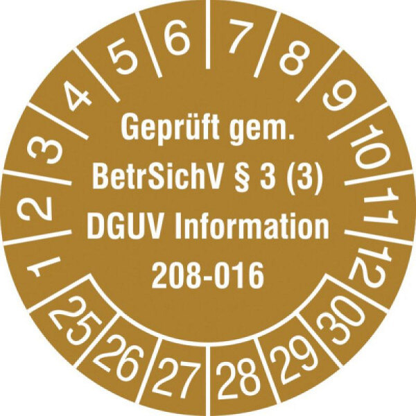 Stein HGS Prüfplaketten mit Jahresfarbe (6 Jahre), braun, 2025-2030, 31.c2170-25