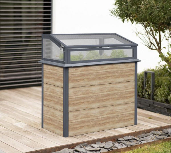 Westmann Hochbeet mit Frühbeetaufsatz Primus-Multi Plus M holzoptik, 50x100x113 cm, WMHPS771005-WG-SET