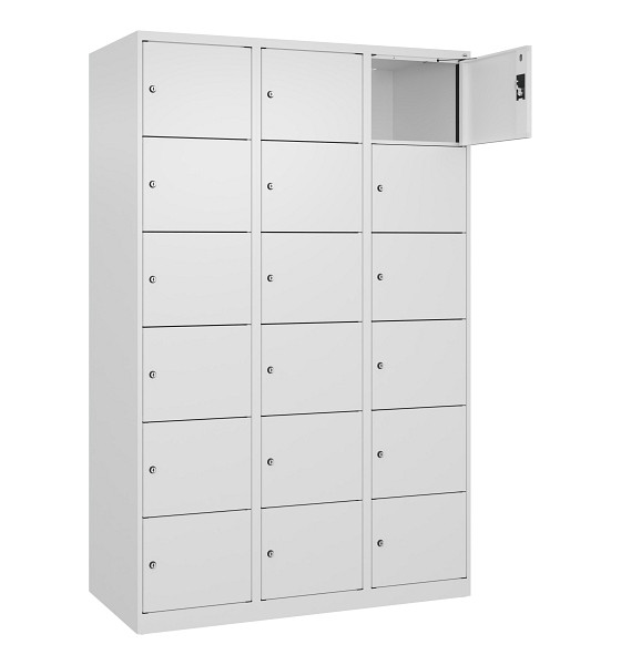 C+P Schließfachschrank Evolo PLUS, 18 Fächer, 1850x1200x500mm, 9016/9016, 049000-326 S10020