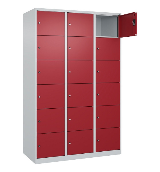 C+P Schließfachschrank Evolo PLUS, 18 Fächer, 1850x1200x500mm, 7035/3003, 049000-326 S10004