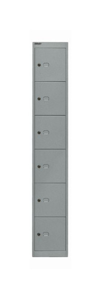 Bisley Schließfachschrank Office, 1 Abteil, 6 Fächer, silber, CLK186355