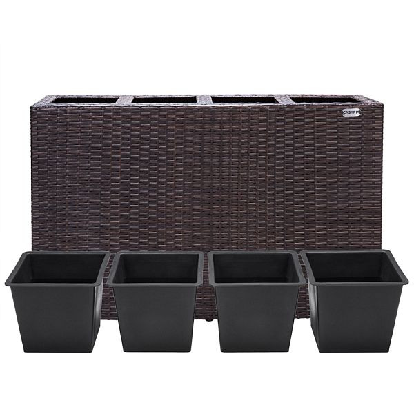 casaria Polyrattan Blumentopf Braun 95x27x60cm, 106643, 4251779119639